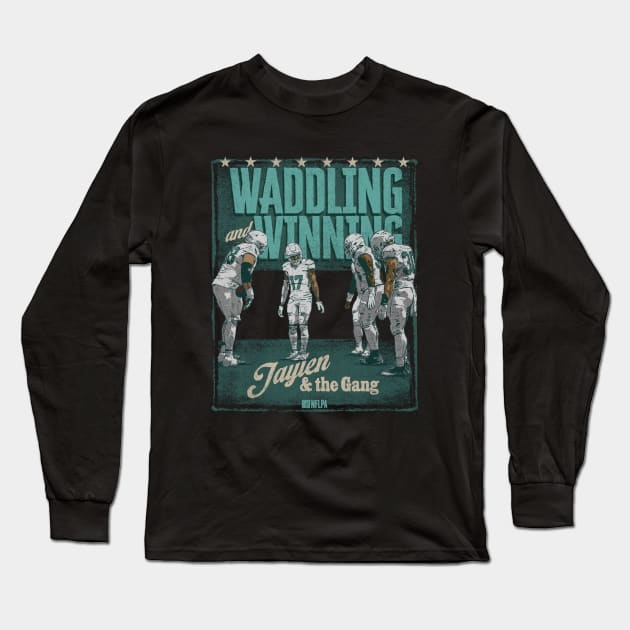 Jaylen Waddle Miami Waddling Winning Long Sleeve T-Shirt by ClarityMacaws